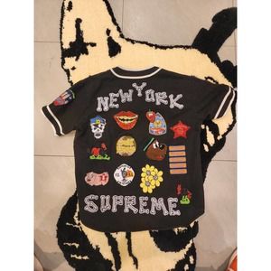 Supreme logo baseball jersey black size Large